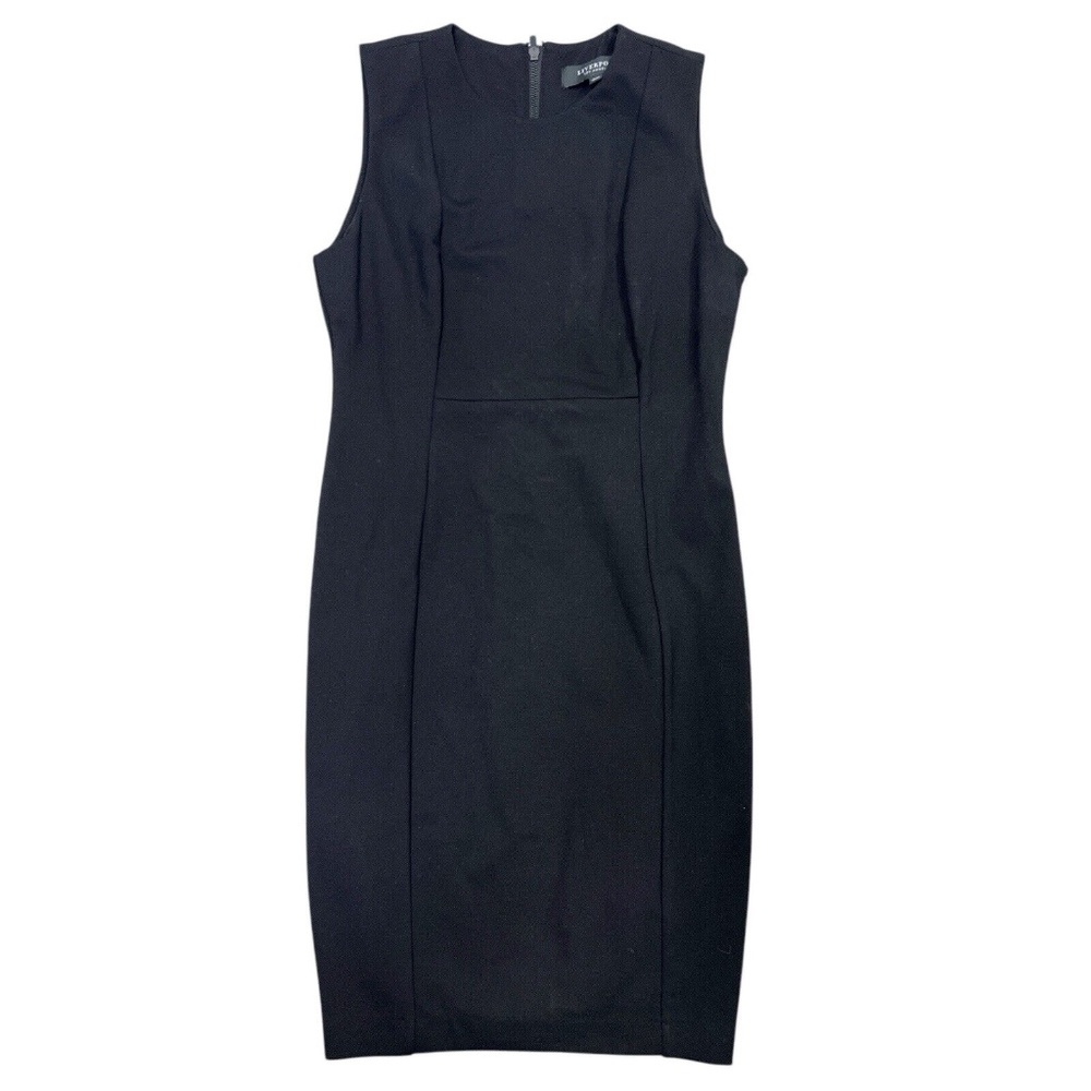Liverpool Dress Women Black 2 Sleeveless Ponte Sheath Stretch Exposed Back Zip